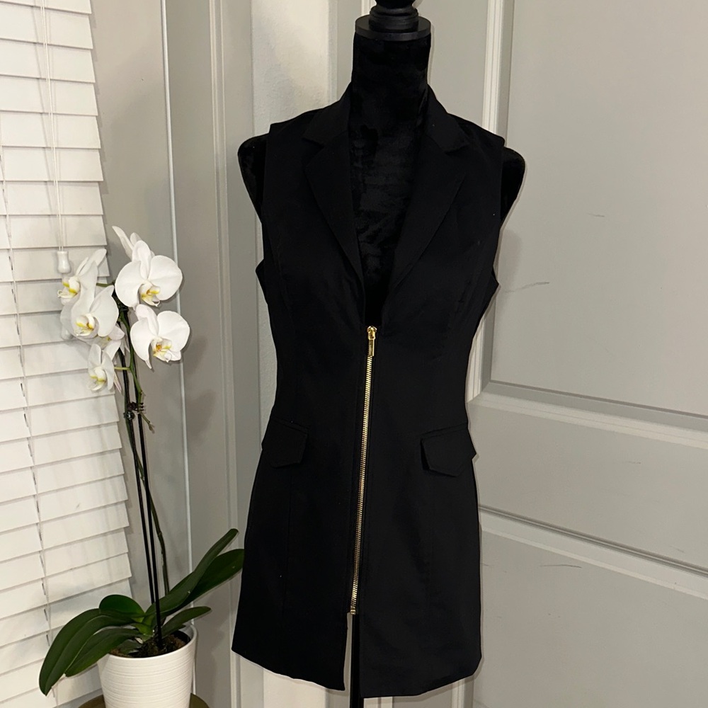Bebe Black Sleeveless Zip-Up Vest